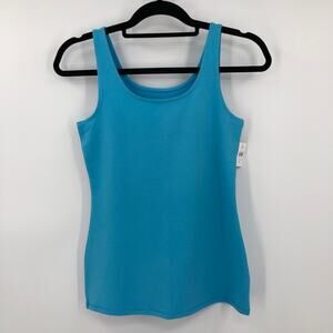 J. Jill Blue Teal Aegean Cotton Blend Fitted Sleeveless Perfect Tank Top Shirt